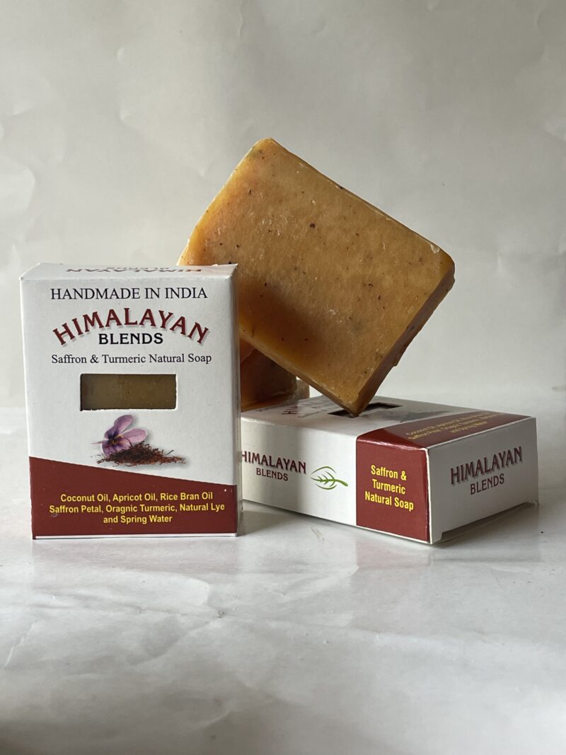 "Handmade saffron soap for brightening and glowing skin by Himalayan Blends"