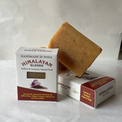 "Handmade saffron soap for brightening and glowing skin by Himalayan Blends"