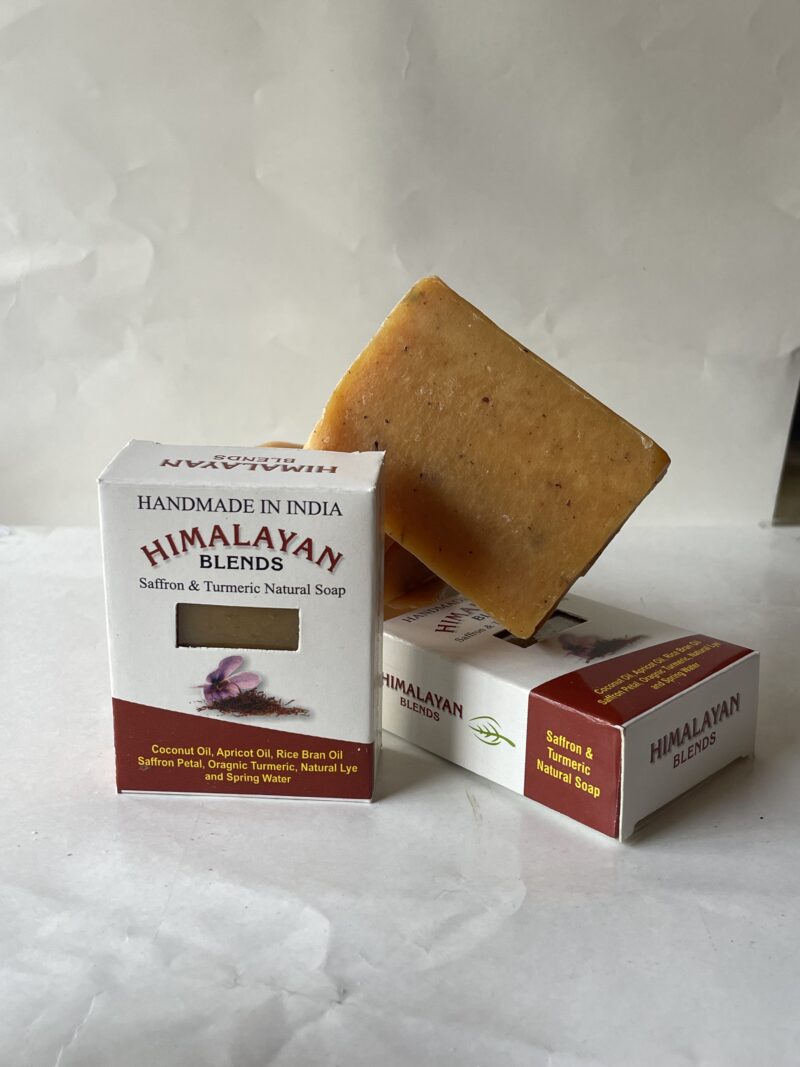 "Handmade saffron soap for brightening and glowing skin by Himalayan Blends"